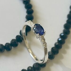 Natural Blue Sapphire Ring: 925 Sterling Silver, “Royal Delicacies” US 5-9